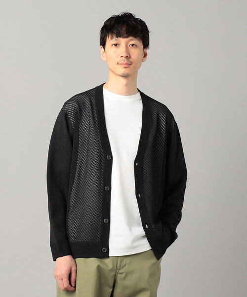 COMME CA MEN（コムサメン）の「ペーパーヤーン透かし編み カーディガン（カーディガン/ボレロ・メンズ・ブラック/チャコールグレー/ホワイト・M/L）」の9枚目の写真