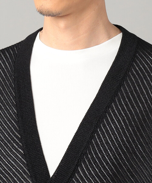 COMME CA MEN(コムサメン)の「ペーパーヤーン透かし編み カーディガン(カーディガン/ボレロ・メンズ・ブラック/チャコールグレー/ホワイト・M/L)」の20枚目の写真