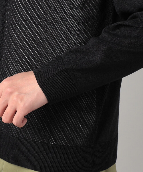 COMME CA MEN（コムサメン）の「ペーパーヤーン透かし編み カーディガン（カーディガン/ボレロ・メンズ・ブラック/チャコールグレー/ホワイト・M/L）」の14枚目の写真