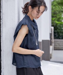〈手洗い可能〉ラミー 4 ギャザー スリーブ ブラウス