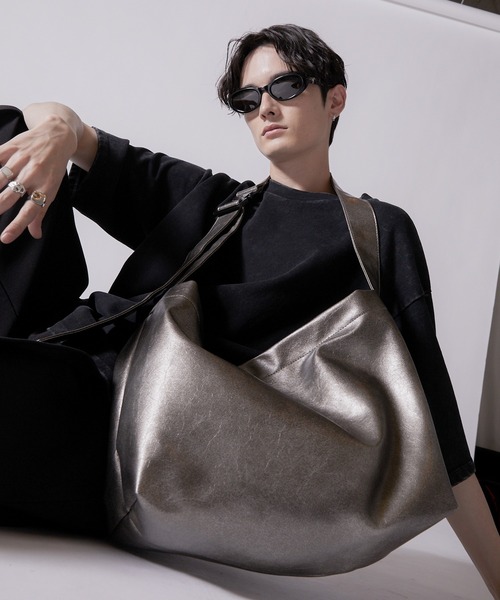 Metal Buckle Shoulder Bag/Tote Bag/メタルバックル合皮