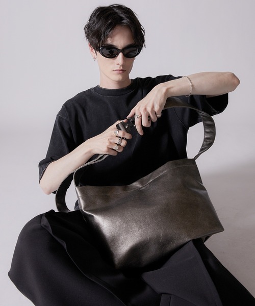 バッグ ema Metal Buckle Shoulder Bag/Tote Bag/メタルバックル合皮