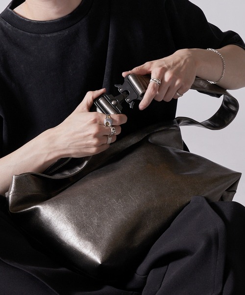 トレンド ショルダーバッグ チェーン メタルバックル Metal Buckle Shoulder Bag/Tote Bag/メタルバックル合皮