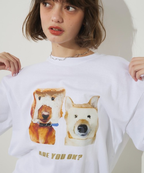 Unitage（ユニテージ）の「イタズラわんTEE（Tシャツ/カットソー・レディース・ブラック/ホワイト・FREE）」の4枚目の写真