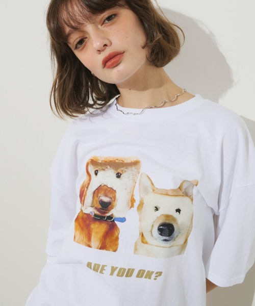 Unitage（ユニテージ）の「イタズラわんTEE（Tシャツ/カットソー・レディース・ブラック/ホワイト・FREE）」の5枚目の写真