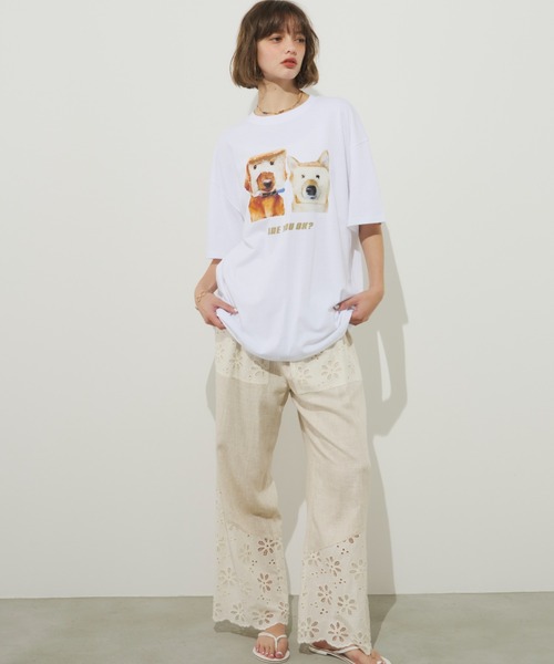 Unitage（ユニテージ）の「イタズラわんTEE（Tシャツ/カットソー・レディース・ブラック/ホワイト・FREE）」の8枚目の写真