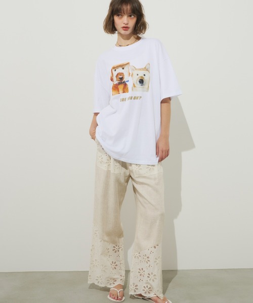 Unitage（ユニテージ）の「イタズラわんTEE（Tシャツ/カットソー・レディース・ブラック/ホワイト・FREE）」の9枚目の写真