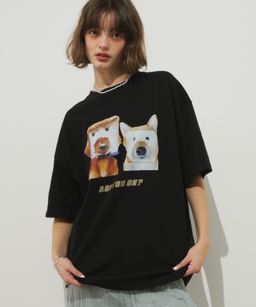 Unitage（ユニテージ）の「イタズラわんTEE（Tシャツ/カットソー・レディース・ブラック/ホワイト・FREE）」の12枚目の写真