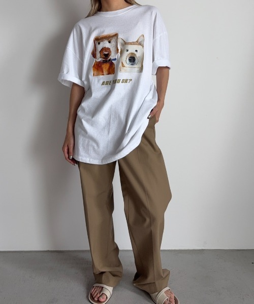 Unitage（ユニテージ）の「イタズラわんTEE（Tシャツ/カットソー・レディース・ブラック/ホワイト・FREE）」の19枚目の写真