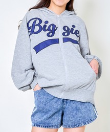 《BIGロゴ×ジップアップ》レディース 裏毛スウェット パーカー ストリート カジュアル 春秋冬