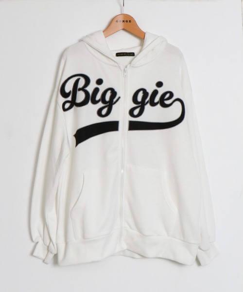 GORGE(ゴージ)の「《BIGロゴ×ジップアップ》レディース 裏毛スウェット パーカー ストリート カジュアル 春秋冬(パーカー・レディース・ブラック/オフホワイト/オートミール・F)」の2枚目の写真