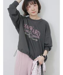 Samansa Mos2 blue | 異素材切替リメイク風プルオーバー(Tシャツ/カットソー)