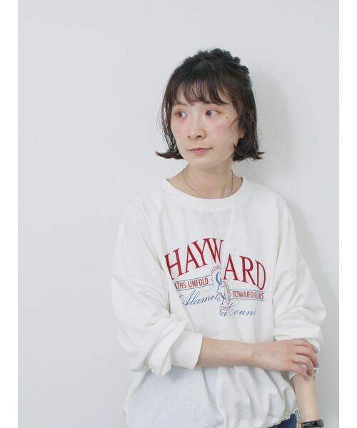 Samansa Mos2 blue（サマンサモスモスブルー）の「異素材切替リメイク風プルオーバー（Tシャツ/カットソー・レディース・オフホワイト/サックスブルー/チャコールグレー・F）」の4枚目の写真