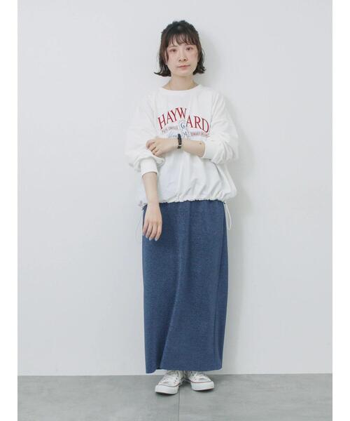 Samansa Mos2 blue（サマンサモスモスブルー）の「異素材切替リメイク風プルオーバー（Tシャツ/カットソー・レディース・オフホワイト/サックスブルー/チャコールグレー・F）」の8枚目の写真