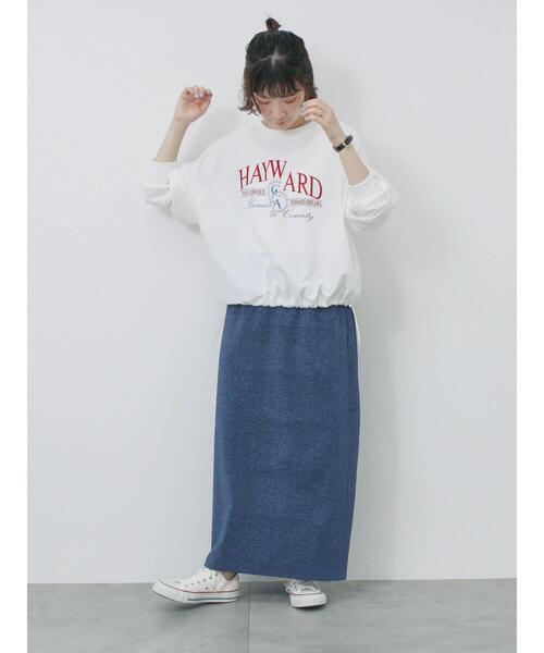 Samansa Mos2 blue（サマンサモスモスブルー）の「異素材切替リメイク風プルオーバー（Tシャツ/カットソー・レディース・オフホワイト/サックスブルー/チャコールグレー・F）」の10枚目の写真