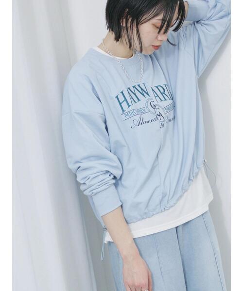 Samansa Mos2 blue（サマンサモスモスブルー）の「異素材切替リメイク風プルオーバー（Tシャツ/カットソー・レディース・オフホワイト/サックスブルー/チャコールグレー・F）」の19枚目の写真