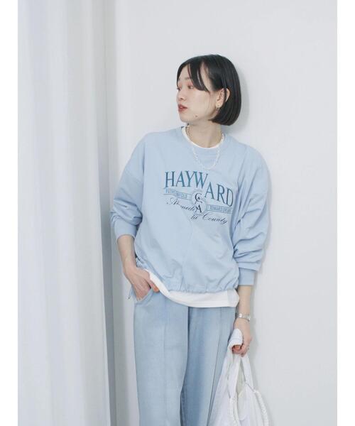 Samansa Mos2 blue（サマンサモスモスブルー）の「異素材切替リメイク風プルオーバー（Tシャツ/カットソー・レディース・オフホワイト/サックスブルー/チャコールグレー・F）」の20枚目の写真