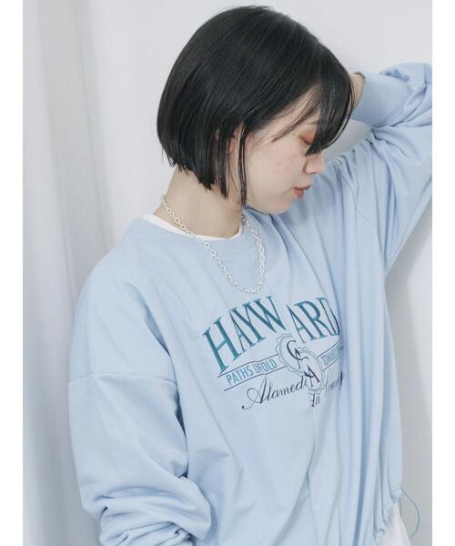 Samansa Mos2 blue（サマンサモスモスブルー）の「異素材切替リメイク風プルオーバー（Tシャツ/カットソー・レディース・オフホワイト/サックスブルー/チャコールグレー・F）」の22枚目の写真