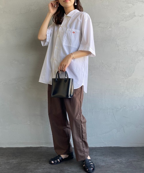 DANTON（ダントン）の「[DANTON/ダントン] コットンポプリン ショートスリーブワークシャツ(無地)（シャツ/ブラウス・レディース・グレイッシュベージュ/ネイビー/ホワイト・38/40/42）」の4枚目の写真