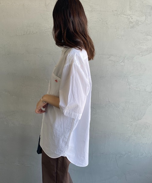 DANTON（ダントン）の「[DANTON/ダントン] コットンポプリン ショートスリーブワークシャツ(無地)（シャツ/ブラウス・レディース・グレイッシュベージュ/ネイビー/ホワイト・38/40/42）」の9枚目の写真