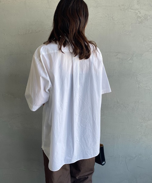 DANTON（ダントン）の「[DANTON/ダントン] コットンポプリン ショートスリーブワークシャツ(無地)（シャツ/ブラウス・レディース・グレイッシュベージュ/ネイビー/ホワイト・38/40/42）」の10枚目の写真