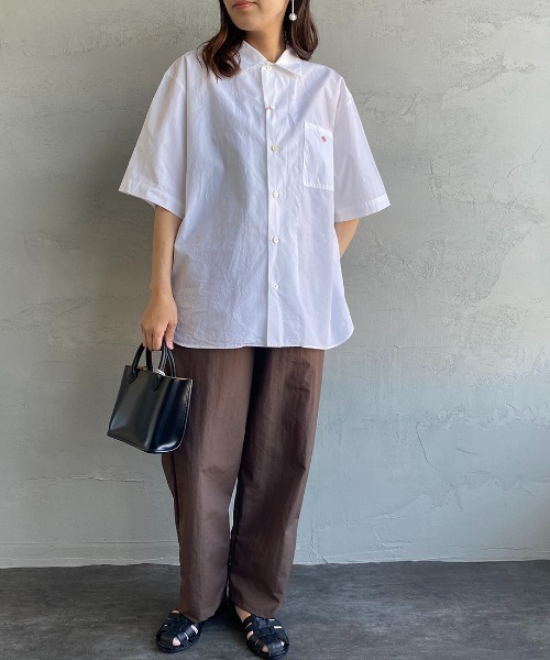 DANTON（ダントン）の「[DANTON/ダントン] コットンポプリン ショートスリーブワークシャツ(無地)（シャツ/ブラウス・レディース・グレイッシュベージュ/ネイビー/ホワイト・38/40/42）」の11枚目の写真