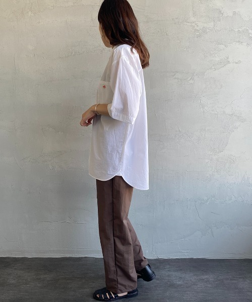 DANTON（ダントン）の「[DANTON/ダントン] コットンポプリン ショートスリーブワークシャツ(無地)（シャツ/ブラウス・レディース・グレイッシュベージュ/ネイビー/ホワイト・38/40/42）」の12枚目の写真