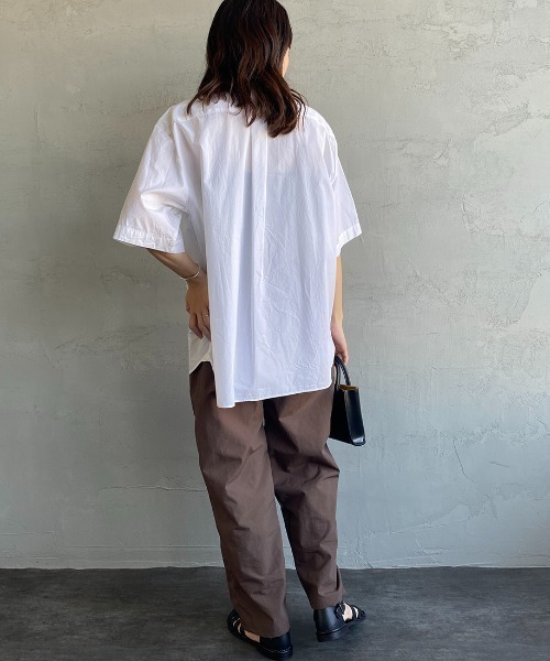 DANTON（ダントン）の「[DANTON/ダントン] コットンポプリン ショートスリーブワークシャツ(無地)（シャツ/ブラウス・レディース・グレイッシュベージュ/ネイビー/ホワイト・38/40/42）」の13枚目の写真