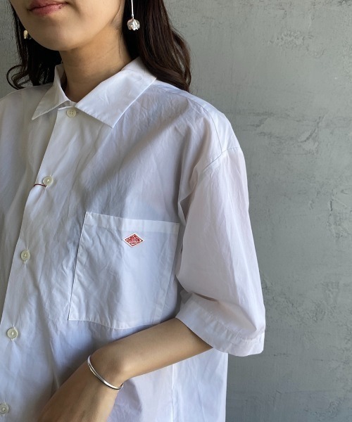 DANTON（ダントン）の「[DANTON/ダントン] コットンポプリン ショートスリーブワークシャツ(無地)（シャツ/ブラウス・レディース・グレイッシュベージュ/ネイビー/ホワイト・38/40/42）」の14枚目の写真
