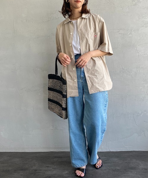 DANTON（ダントン）の「[DANTON/ダントン] コットンポプリン ショートスリーブワークシャツ(無地)（シャツ/ブラウス・レディース・グレイッシュベージュ/ネイビー/ホワイト・38/40/42）」の19枚目の写真