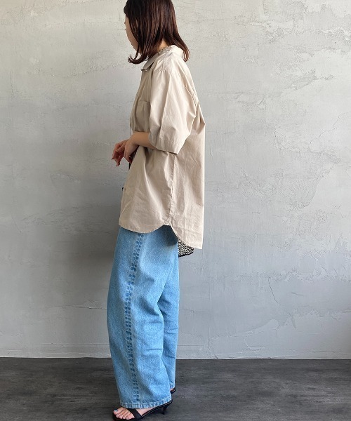 DANTON（ダントン）の「[DANTON/ダントン] コットンポプリン ショートスリーブワークシャツ(無地)（シャツ/ブラウス・レディース・グレイッシュベージュ/ネイビー/ホワイト・38/40/42）」の20枚目の写真