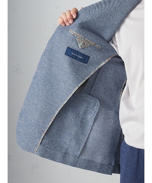 Perfect Suit FActory（パーフェクトスーツファクトリー）の「TRANS CONTINENTS　ライトビズ・レノクロスジャケット（テーラードジャケット・メンズ・ブルー/サックスブルー/ベージュ・M/L/SS/S/LL/AB（M）/AB（L）/XL-AB）」の15枚目の写真