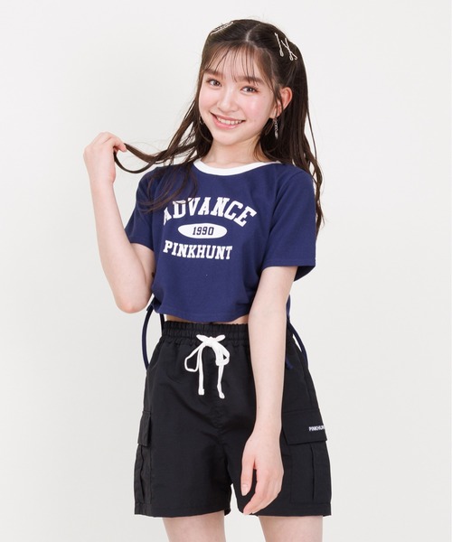 PINKHUNT（ピンクハント）の「PINKHUNT ピンクハント サイドシャーリング Tシャツ 0597K（Tシャツ/カットソー・キッズ・ネイビー/ホワイト・140cm/150cm/160cm/130cm/120cm）」の17枚目の写真