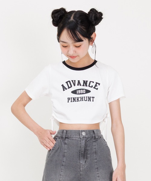 PINKHUNT（ピンクハント）の「PINKHUNT ピンクハント サイドシャーリング Tシャツ 0597K（Tシャツ/カットソー・キッズ・ネイビー/ホワイト・140cm/150cm/160cm/130cm/120cm）」の9枚目の写真