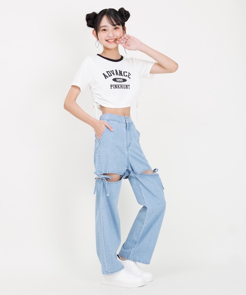 PINKHUNT（ピンクハント）の「PINKHUNT ピンクハント サイドシャーリング Tシャツ 0597K（Tシャツ/カットソー・キッズ・ネイビー/ホワイト・140cm/150cm/160cm/130cm/120cm）」の11枚目の写真