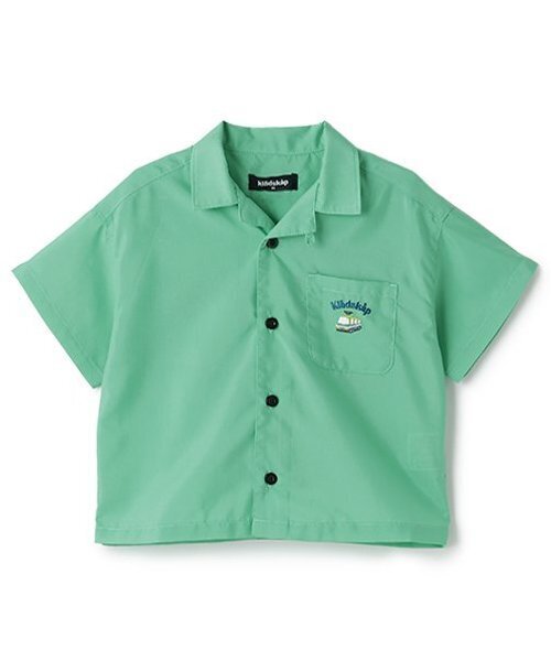 kladskap（クレードスコープ）の「恐竜×乗り物刺しゅう半袖シャツ（シャツ/ブラウス・キッズ・マスタード/エメラルド・110cm/120cm/90cm/100cm/130cm）」の2枚目の写真