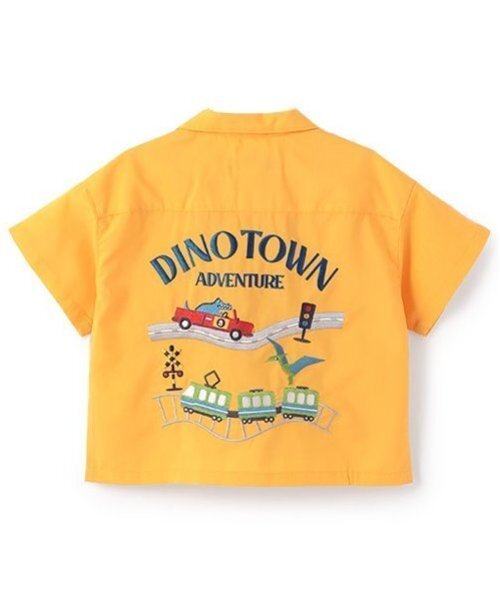 kladskap（クレードスコープ）の「恐竜×乗り物刺しゅう半袖シャツ（シャツ/ブラウス・キッズ・マスタード/エメラルド・110cm/120cm/90cm/100cm/130cm）」の3枚目の写真