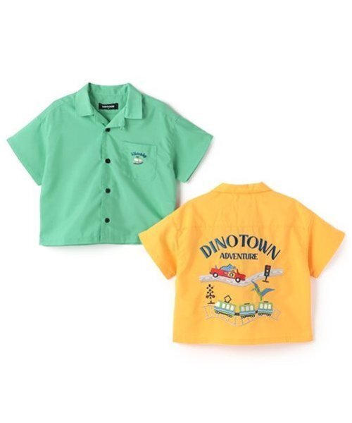 kladskap（クレードスコープ）の「恐竜×乗り物刺しゅう半袖シャツ（シャツ/ブラウス・キッズ・マスタード/エメラルド・110cm/120cm/90cm/100cm/130cm）」の11枚目の写真