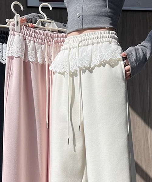 DAY CLOSET(デイ クローゼット)の「【大きいサイズ有/ドローコード付き】旬の韓国っぽ。ウエストレースレイヤード風スウェットワイドパンツ レディース(スウェットパンツ・レディース・グレー/クリーム/ブラック・M/L/XL)」の19枚目の写真