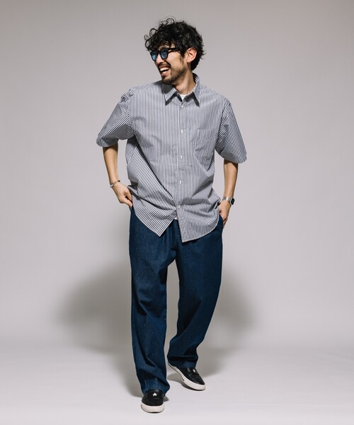 FREAK'S STORE(フリークスストア)の「タイプライター レギュラーカラー ショートスリーブ ストライプシャツ/リラックスフィット(シャツ/ブラウス・メンズ・ホワイト/ブルー/ネイビー・MEDIUM/SMALL/LARGE)」の21枚目の写真