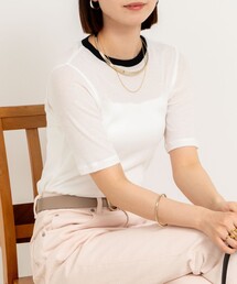 NOLLEY’S Sophi | シアー配色トリミング半袖Tシャツ(Tシャツ/カットソー)
