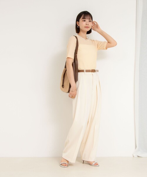 NOLLEY’S Sophi（ノーリーズソフィ）の「シアー配色トリミング半袖Tシャツ（Tシャツ/カットソー・レディース・ホワイト/オレンジ/ブラック・38）」の4枚目の写真