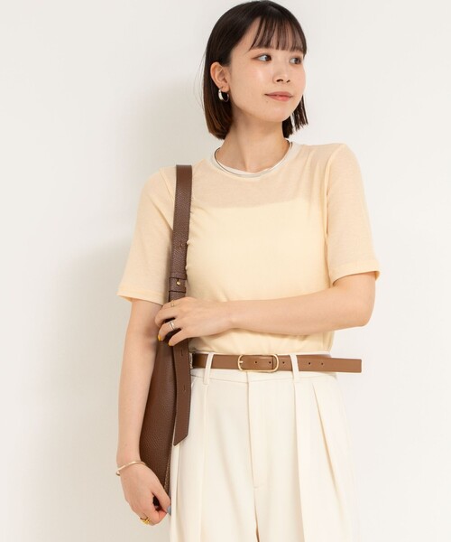 NOLLEY’S Sophi（ノーリーズソフィ）の「シアー配色トリミング半袖Tシャツ（Tシャツ/カットソー・レディース・ホワイト/オレンジ/ブラック・38）」の5枚目の写真