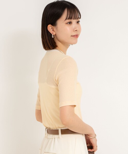 NOLLEY’S Sophi（ノーリーズソフィ）の「シアー配色トリミング半袖Tシャツ（Tシャツ/カットソー・レディース・ホワイト/オレンジ/ブラック・38）」の7枚目の写真