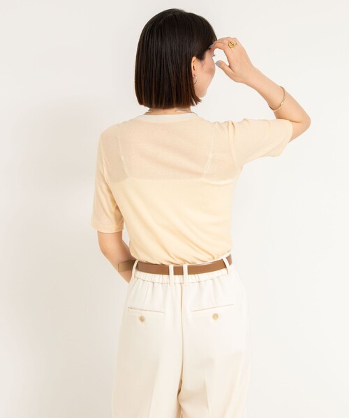 NOLLEY’S Sophi（ノーリーズソフィ）の「シアー配色トリミング半袖Tシャツ（Tシャツ/カットソー・レディース・ホワイト/オレンジ/ブラック・38）」の8枚目の写真