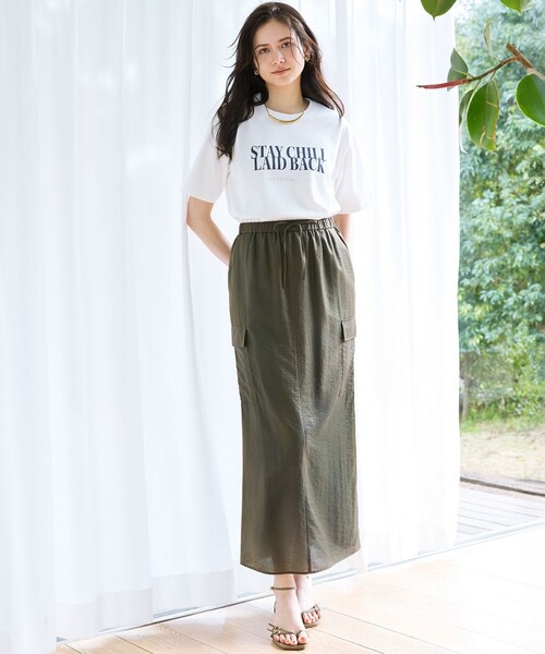23区(ニジュウサンク)の「【SLOW/一部店舗限定】MVSコットン ロゴTシャツ(Tシャツ/カットソー・レディース・ホワイト系/カーキ系/グレー系/ライラック系・38)」の5枚目の写真