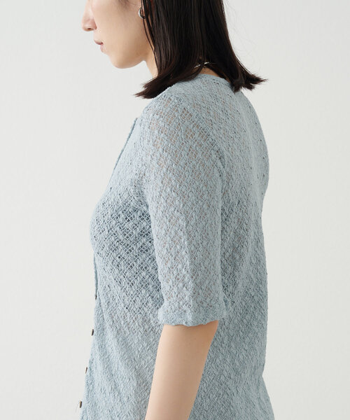 Omekashi（オメカシ）の「ストレッチレース2WAYカーディガン（Tシャツ/カットソー・レディース・オフホワイト/ブラック/ベージュ/ブルー・FREE）」の6枚目の写真