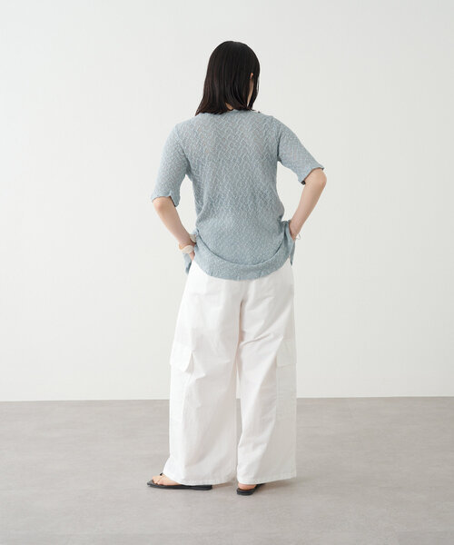 Omekashi（オメカシ）の「ストレッチレース2WAYカーディガン（Tシャツ/カットソー・レディース・オフホワイト/ブラック/ベージュ/ブルー・FREE）」の10枚目の写真