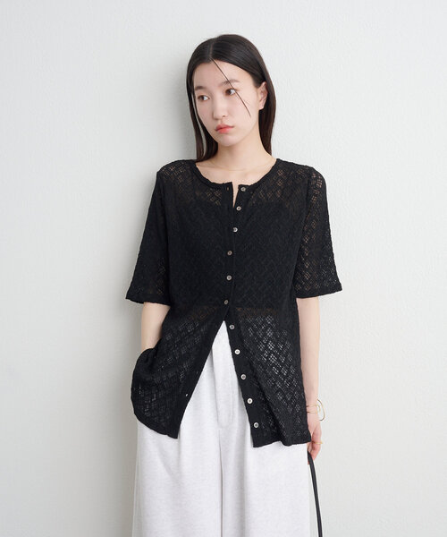 セール】ストレッチレース2WAYカーディガン（Tシャツ/カットソー