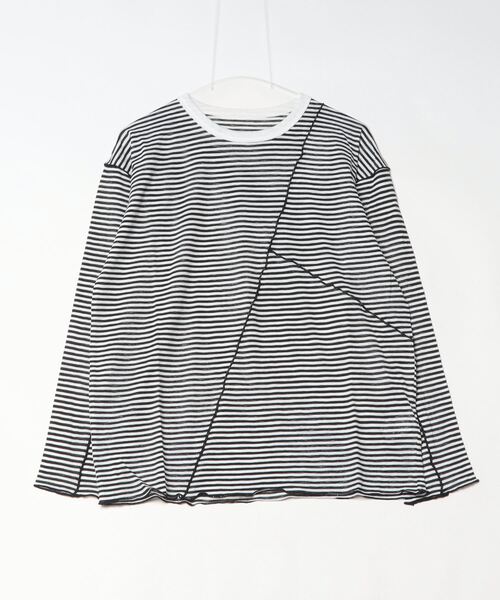 Per sist ence(パーシエンス)の「シアーボーダーメローバイカラーロンT(Tシャツ/カットソー・レディース・グリーン/ブラック/ベージュ/ネイビー・ONE SIZE)」の18枚目の写真